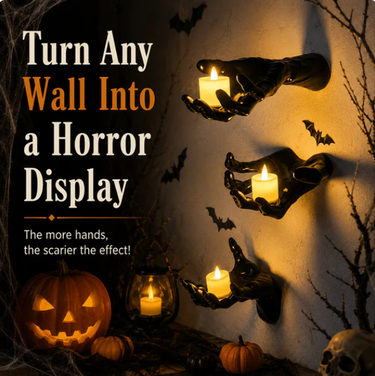 Wall Mounted Creepy Reaching Hands - Life-Sized Gothic Candle Holders