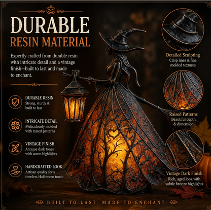 Vintage Lighted Witch Lantern Table Lamp