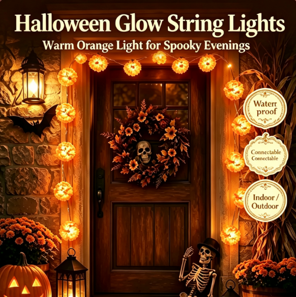 Artificial Marigold Flower Led String Light – Perfect For Day Of The Dead & Halloween
