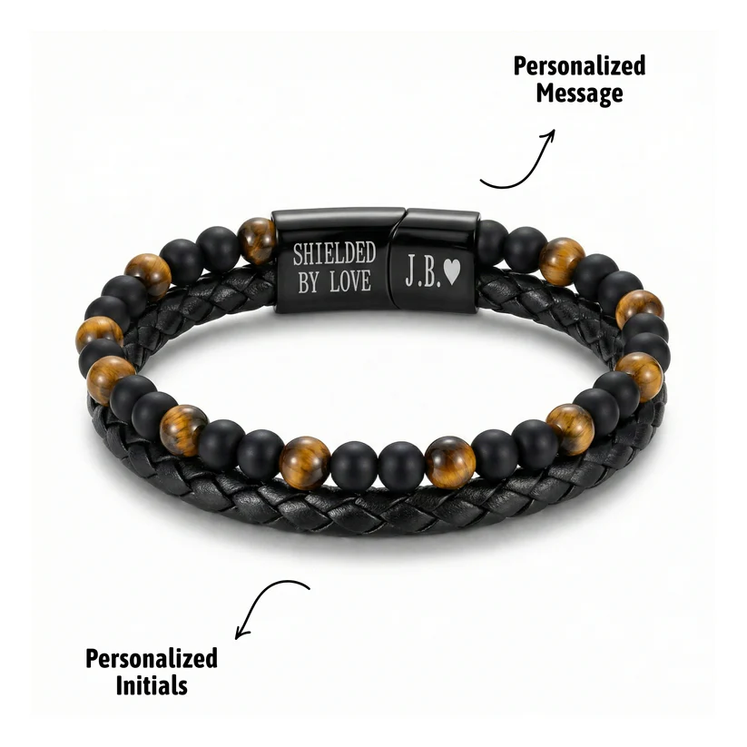 Engraved Tiger Eye Son Bracelet