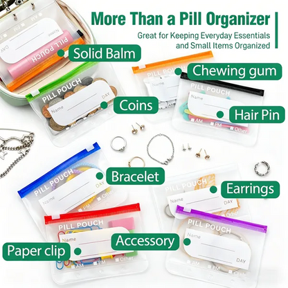 Waterproof Pill Pouch Set – Large Weekly Travel Medicine Organizer