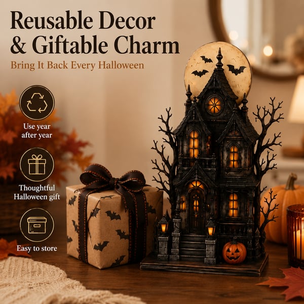 Lighted Halloween Haunted House & Character Figurine Collection