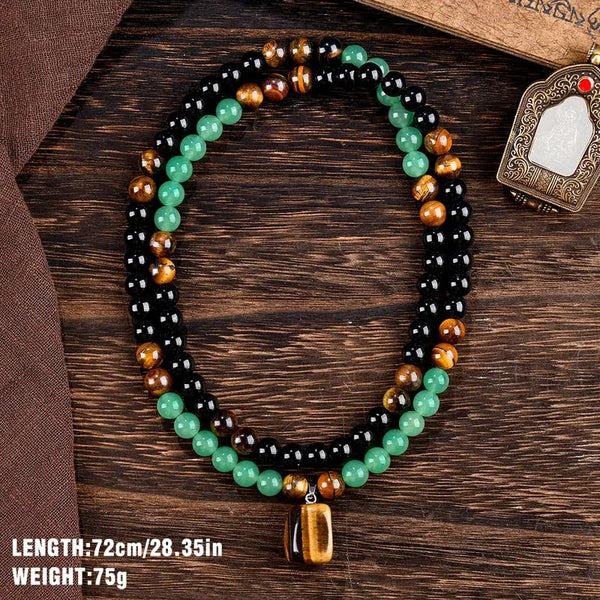 ✨Money Attraction Necklace With GreenAventurine & Tiger Eye Pendant Healing Crystal Stone
