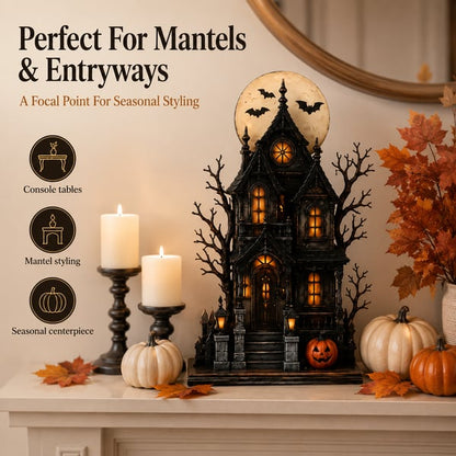 Lighted Halloween Haunted House & Character Figurine Collection