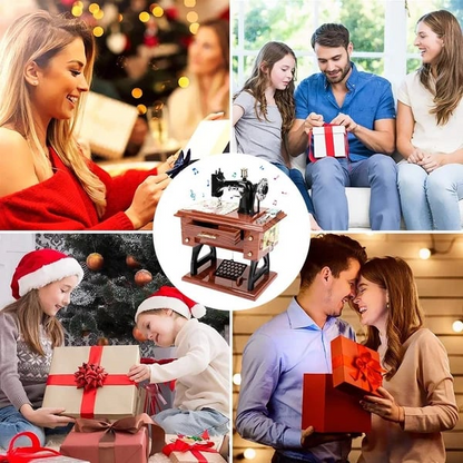 Wooden Mini Sewing Machine Music Box