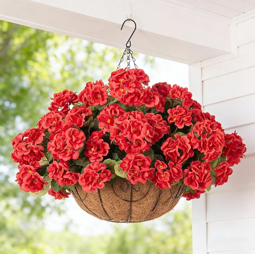 🔥Last Day 50% OFF🔥Outdoor UV Resistant Artificial Geranium Flowers with free led lights☀️UV resistant, Waterproof，Windproof🌪️