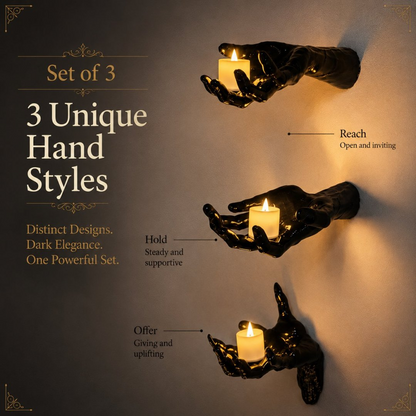 Wall Mounted Creepy Reaching Hands - Life-Sized Gothic Candle Holders