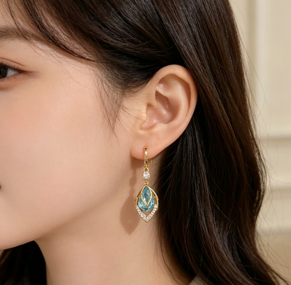 Sky Blue Drop Dangle Hoop Earrings
