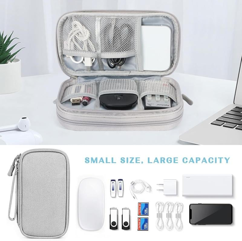 Cable Organizer Bag,Double Layer TravelPouch For Chargers,Cords & Tech Accessories