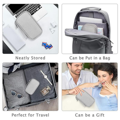 Cable Organizer Bag,Double Layer TravelPouch For Chargers,Cords & Tech Accessories