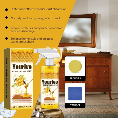 Wood Polish Spray 120ml Natural Shine &Protection For Furniture, Floors,Cabinets - Non-Greasy, Anti-Dust Finish