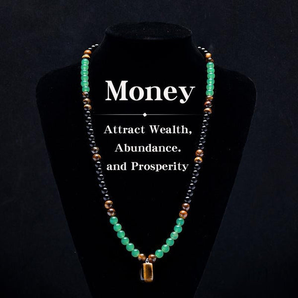 ✨Money Attraction Necklace With GreenAventurine & Tiger Eye Pendant Healing Crystal Stone