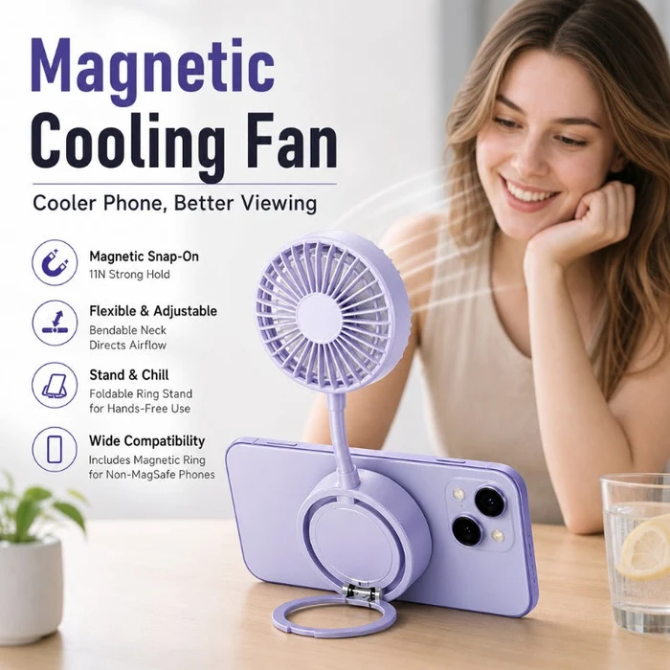 Hands-Free Magnetic Phone Fan