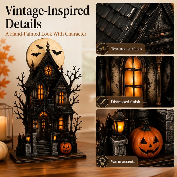 Lighted Halloween Haunted House & Character Figurine Collection
