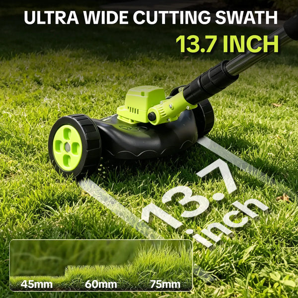 3-in-1 Cordless Lawn Mower With 2×21V Batteries, German Quality Lightweight Grass Trimmer & Edger For Small To Medium Gardens