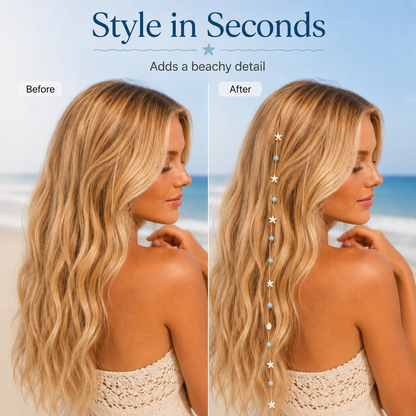 Mermaid Beach Hidden Clip Hair Accent – Ocean Starfish Shell Hair Strand For Summer Vacation