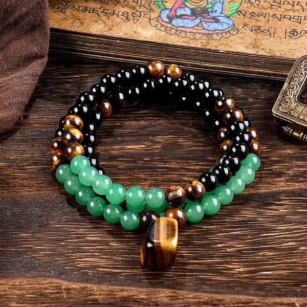 ✨Money Attraction Necklace With GreenAventurine & Tiger Eye Pendant Healing Crystal Stone