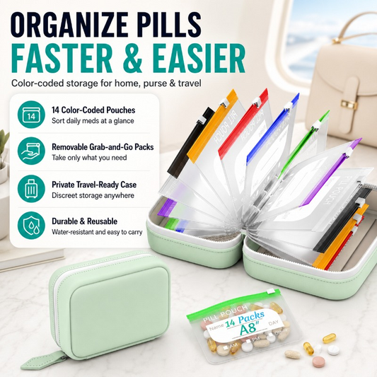 Waterproof Pill Pouch Set – Large Weekly Travel Medicine Organizer