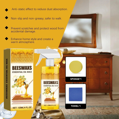 Beeswax Wood Polish Spray120mlNatural Shine &Protection For Furniture, Floors,Cabinets - Non-Greasy, Anti-Dust Finish