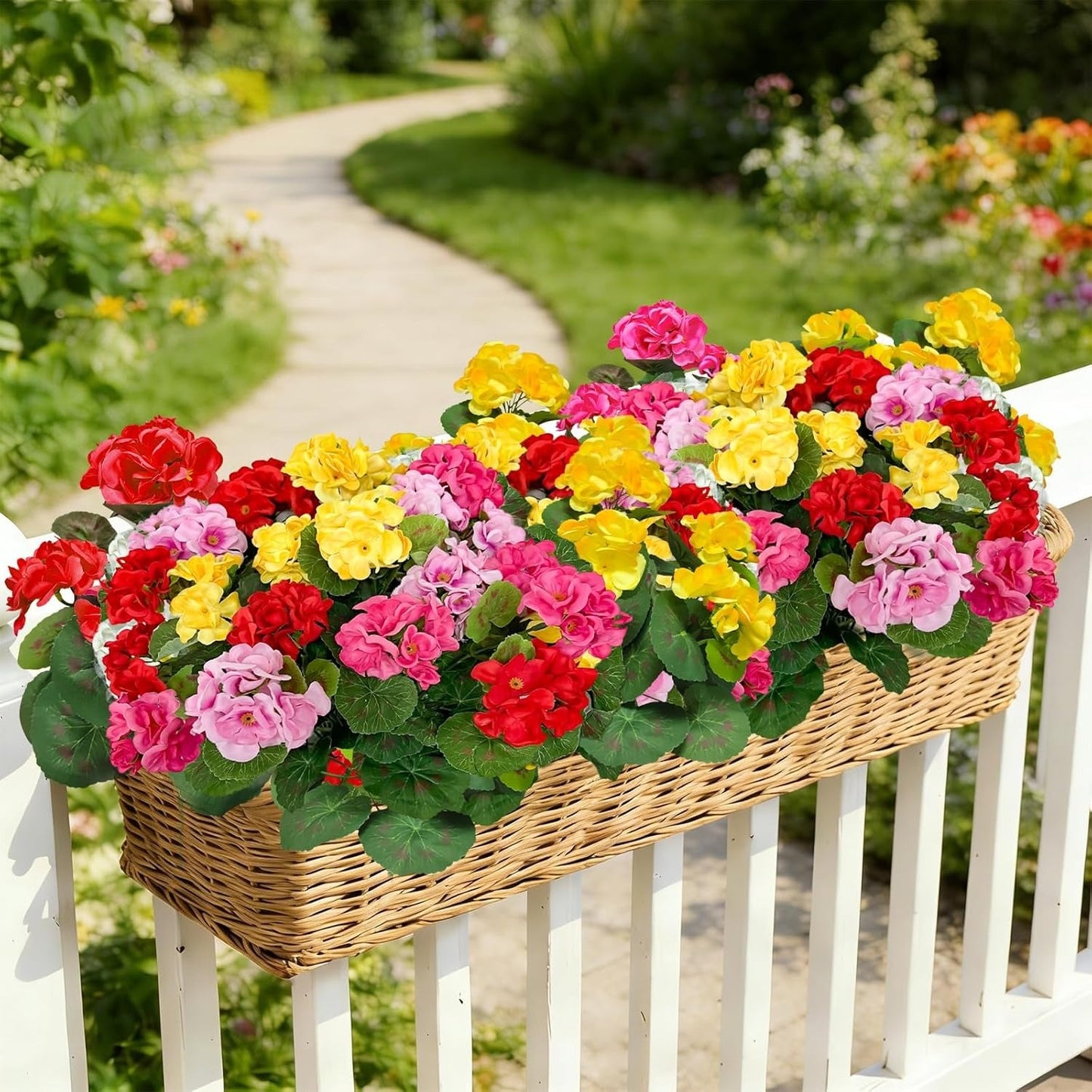 🔥Last Day 50% OFF🔥Outdoor UV Resistant Artificial Geranium Flowers with free led lights☀️UV resistant, Waterproof，Windproof🌪️