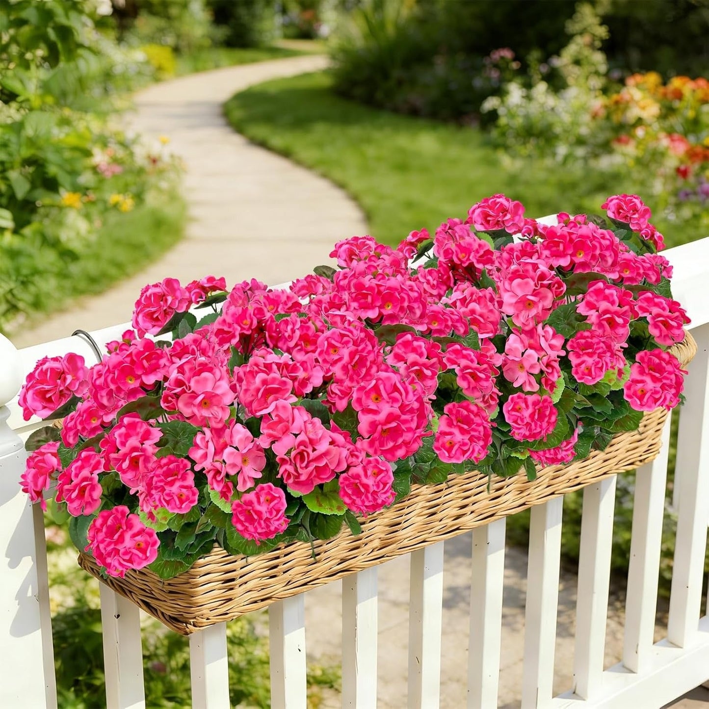 🔥Last Day 50% OFF🔥Outdoor UV Resistant Artificial Geranium Flowers with free led lights☀️UV resistant, Waterproof，Windproof🌪️