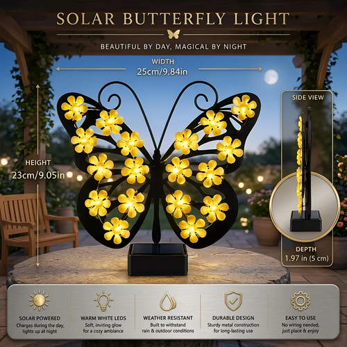 🔥Last Day 60% OFF🔥Solar Lights Outdoor Metal Butterfly Wall Decor
