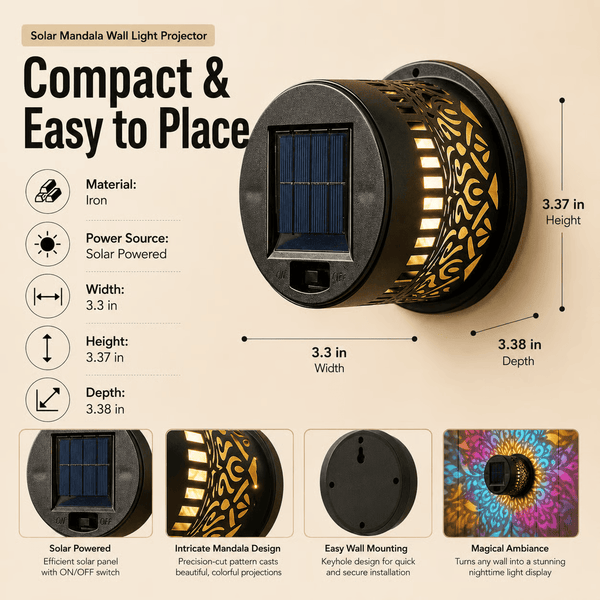 Solar Mandala Projector Wall Light