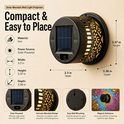 Solar Mandala Projector Wall Light