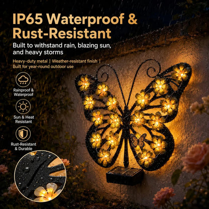 🔥Last Day 60% OFF🔥Solar Lights Outdoor Metal Butterfly Wall Decor