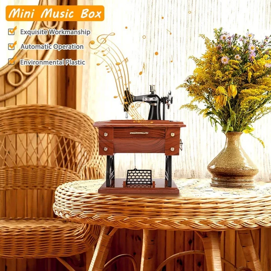 Wooden Mini Sewing Machine Music Box