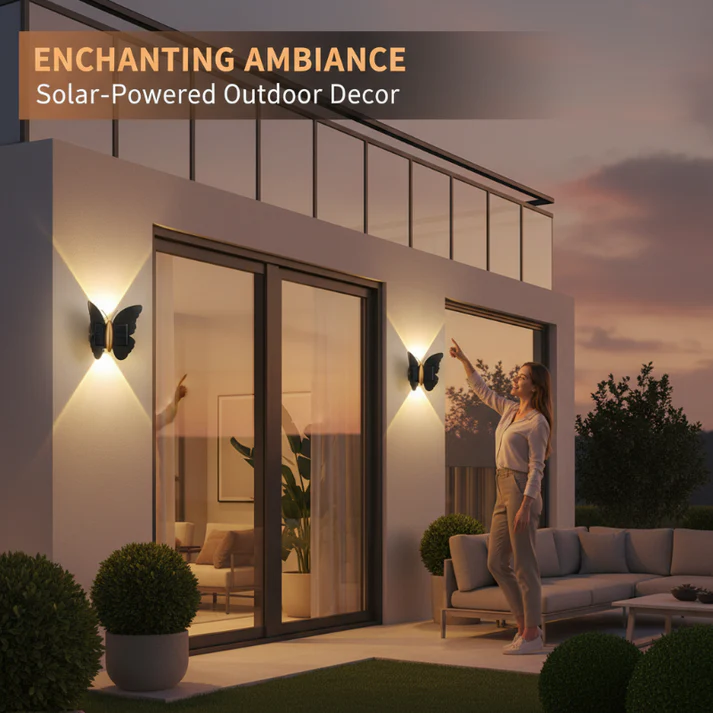Unique Waterproof Solar Butterfly & Bat LED Wall Sconce