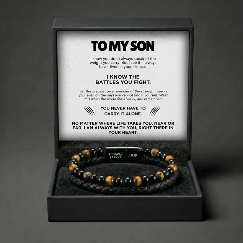 Engraved Tiger Eye Son Bracelet