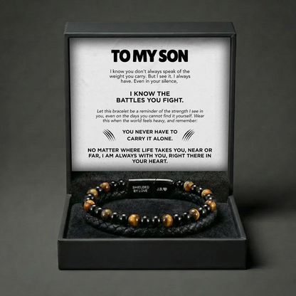 Engraved Tiger Eye Son Bracelet