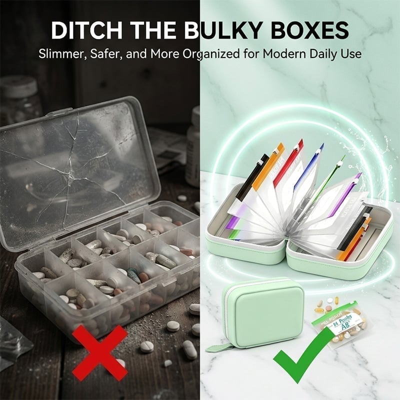 Premium Waterproof PU Travel Pill Organizer Set