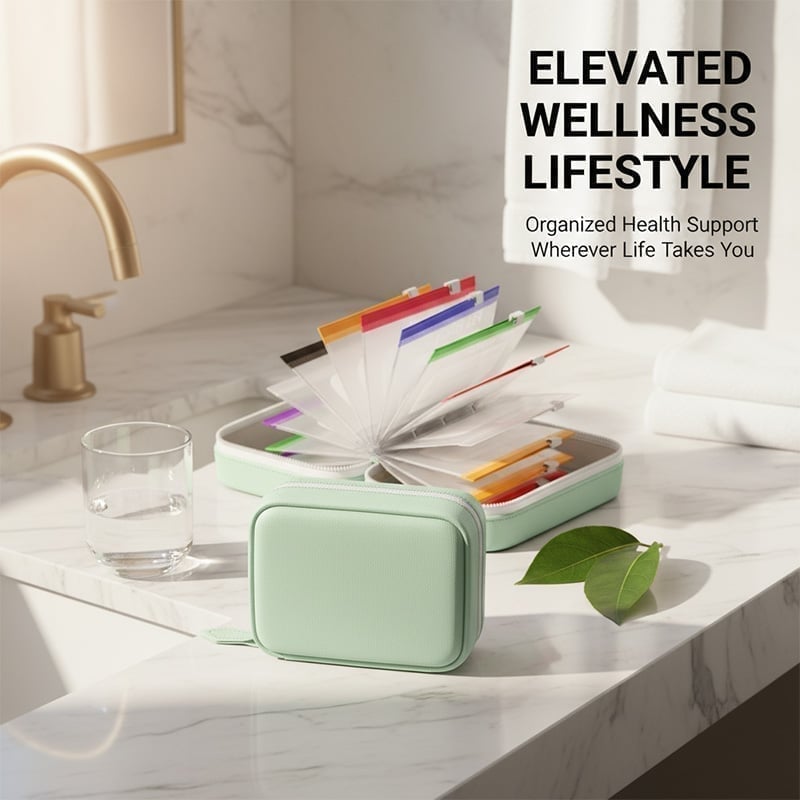 Premium Waterproof PU Travel Pill Organizer Set