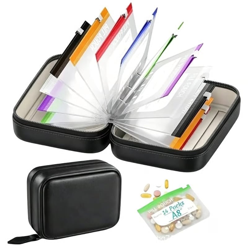 Premium Waterproof PU Travel Pill Organizer Set