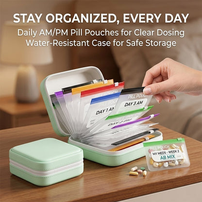 Premium Waterproof PU Travel Pill Organizer Set